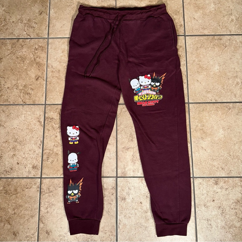 My Hero Academia x Hello Kitty Maroon Joggers